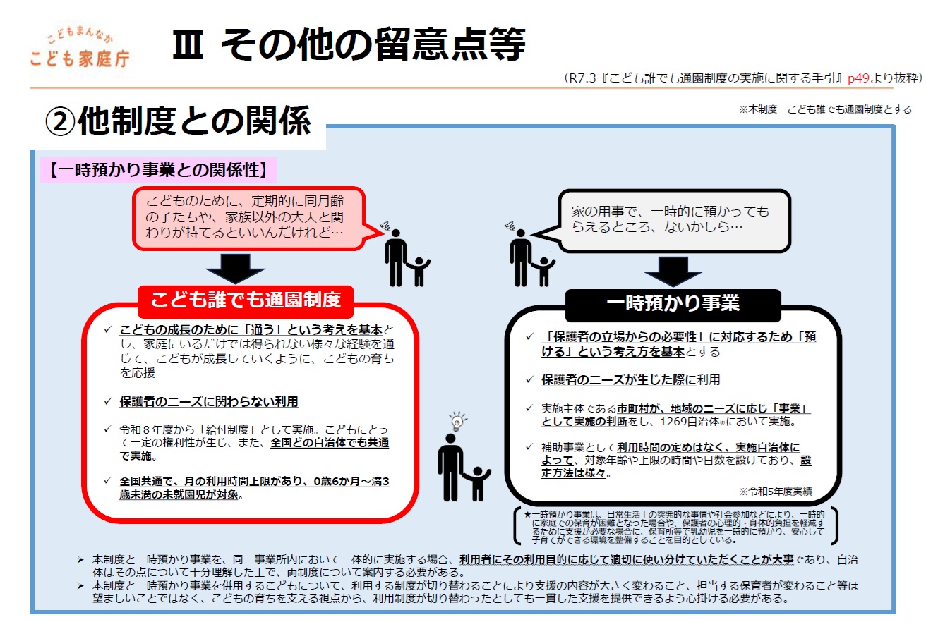 一時預かり事業との関係性 一時預かり事業との関係性