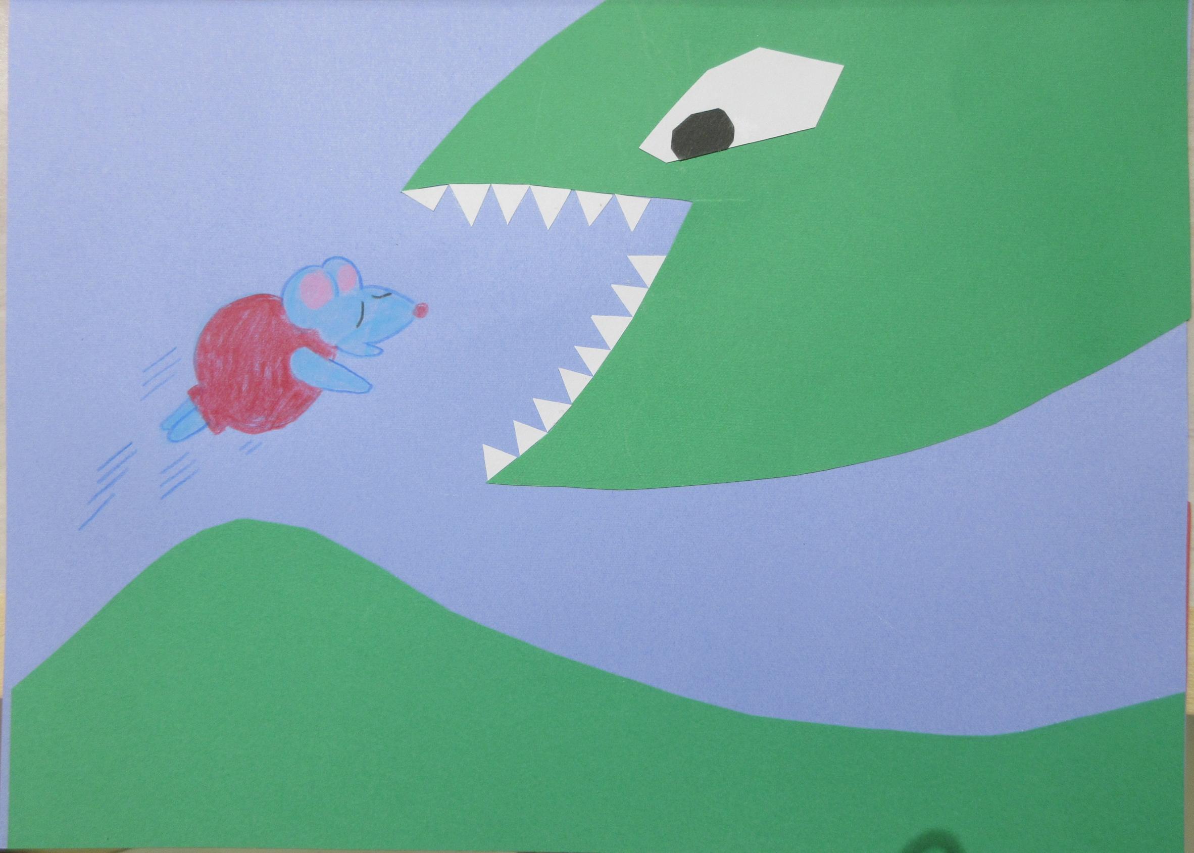 絵本作成例(ねずみが蛇に出会う所)