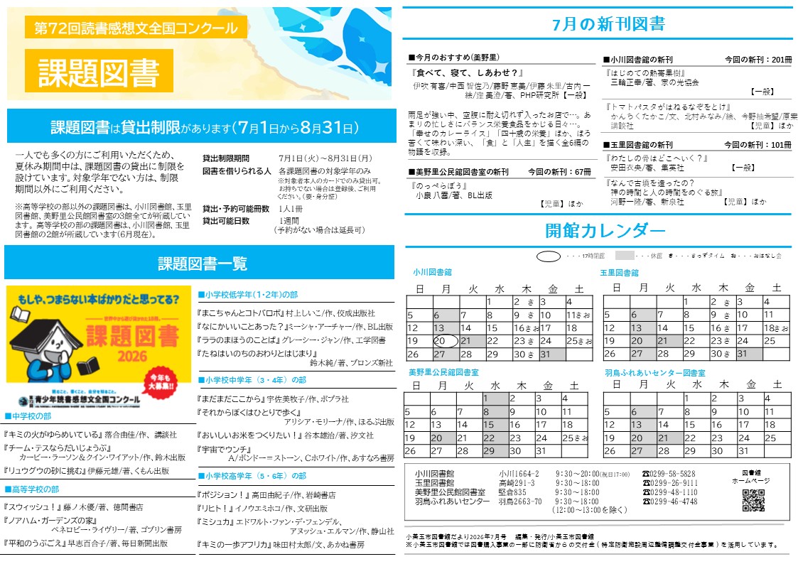 図書館だより5月号裏 図書館だより5月号裏